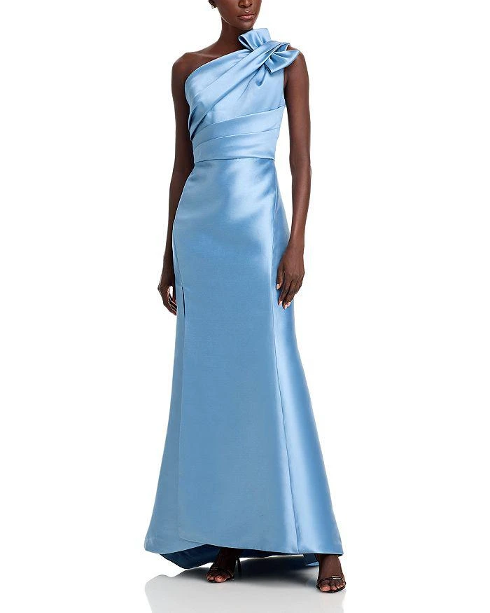 Amsale One Shoulder Bow Gown 1