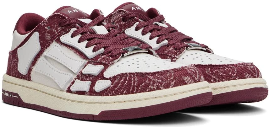 AMIRI White & Burgundy Bandana Denim Skel Top Low Sneakers 4