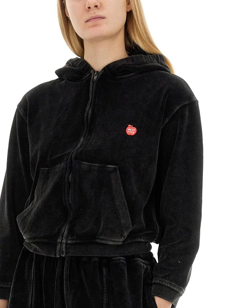 Alexander Wang T By Alexander Wang Zipped Velvet Hoodie 4