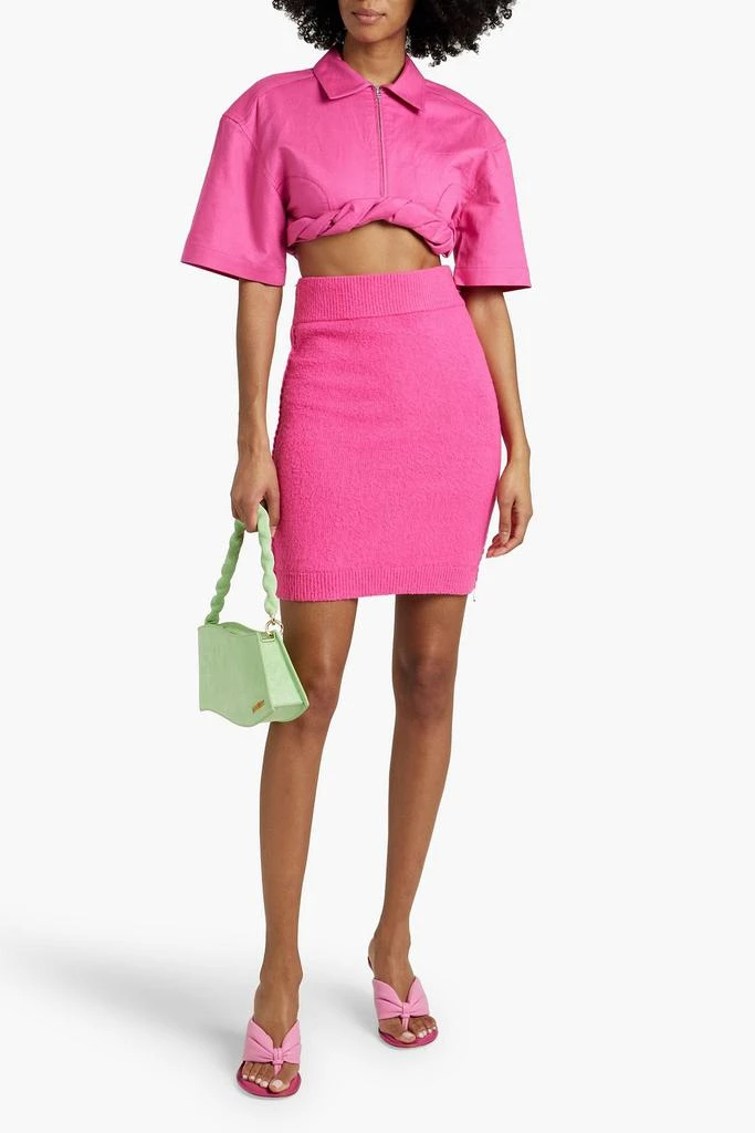 Jacquemus Cropped twisted cotton and linen-blend shirt 2