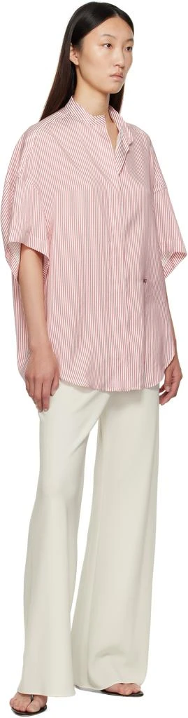 Stella McCartney Red 
White Striped Short Sleeve Shirt 4