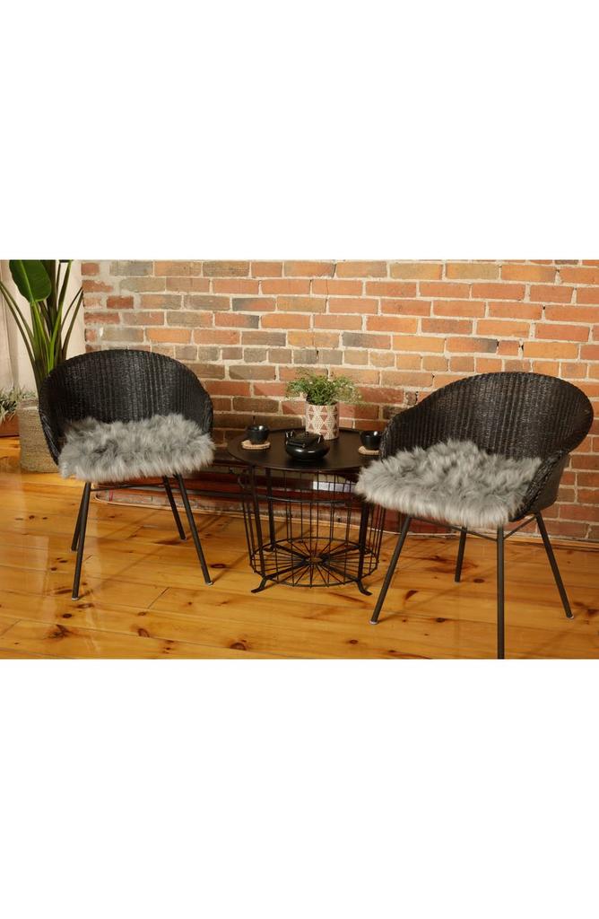LUXE Laredo Faux Fur Seat Cushion - 17" x 17"  - Grey - Set of 2