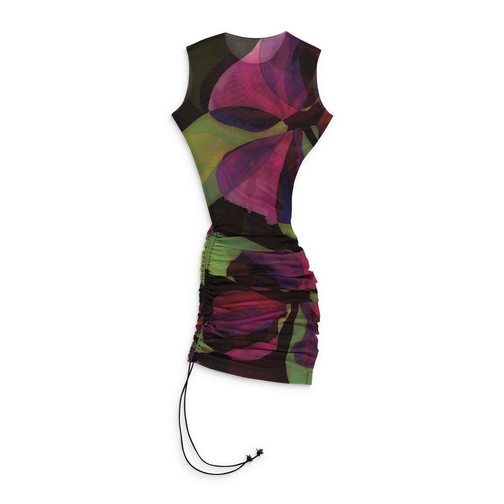 BATSHEVA HEAT WAVE SLEEVELESS RUCHED SINGLE LAYER MULTICOLOR DAY DRESS