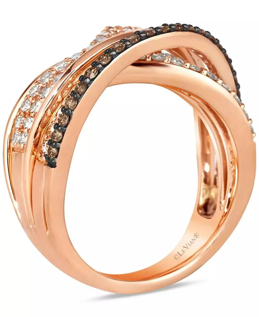 Le Vian Chocolate Diamond & Nude Diamond Multirow Crossover Statement Ring in 14k Rose Gold 2