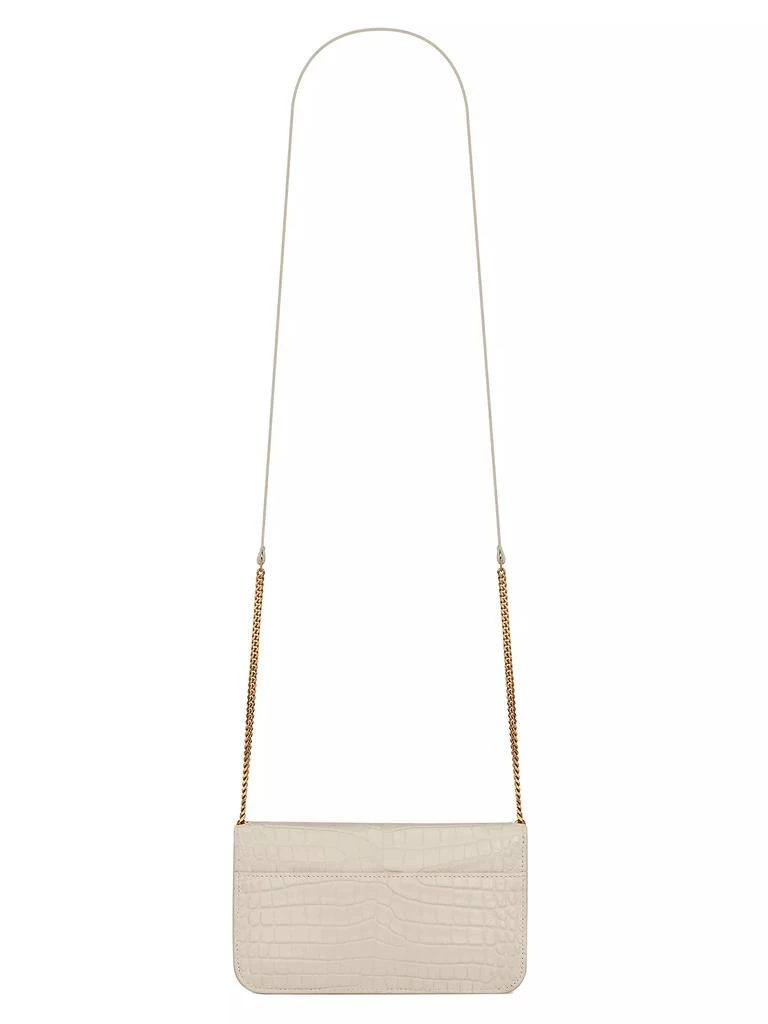 Yves Saint Laurent Cassandre Phone Holder with Strap in Shiny Crocodile-Embossed Leather 7