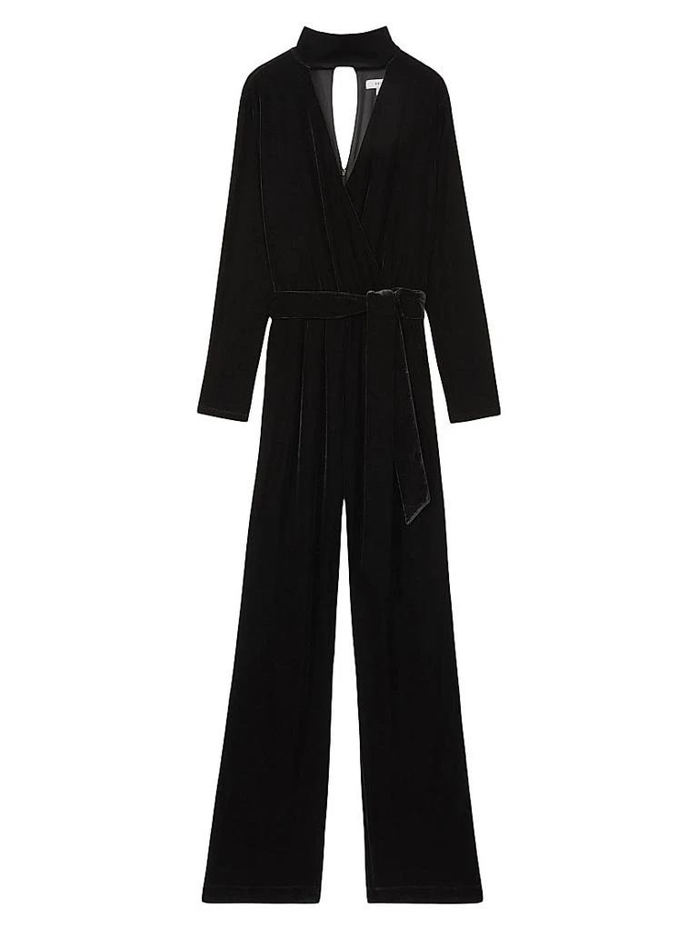 REISS Vera Velvet Wrap Neck Jumpsuit 1