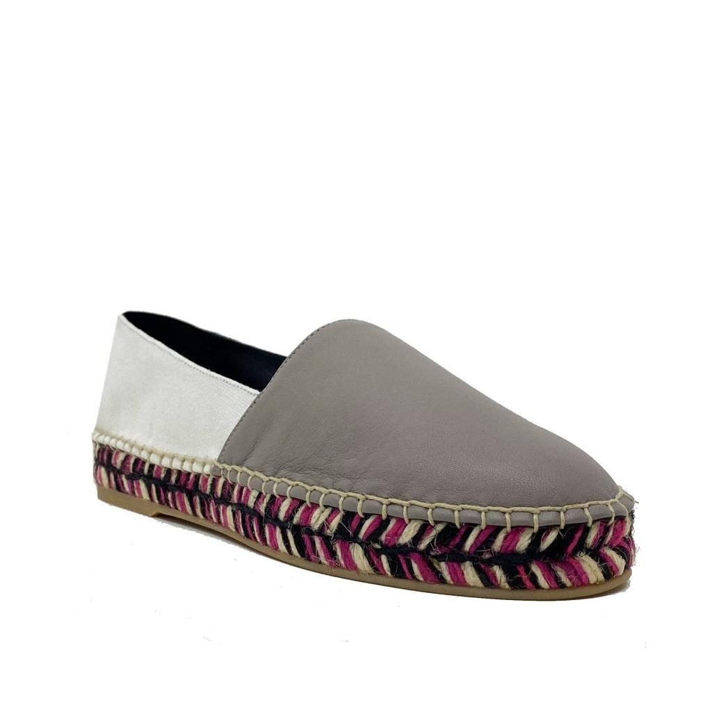 Off-White Leather Espadrilles With Canvas Detailing