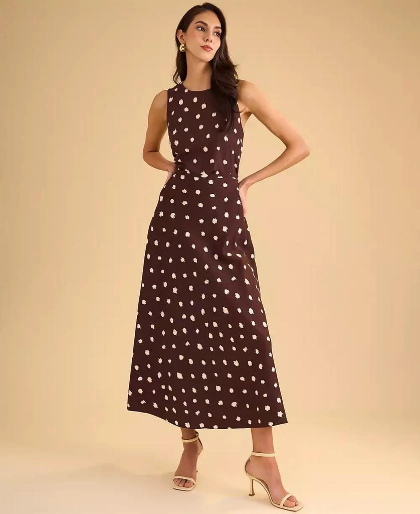 1. State Women's Linen Blend Polka Dot Midi Skirt 7