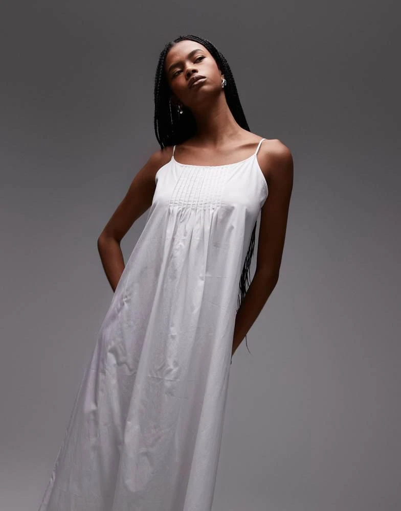 ARKET pure cotton poplin maxi Beach dress with spaghetti straps in White ARKET pure cotton poplin maxi Beach dress with spaghetti straps in White