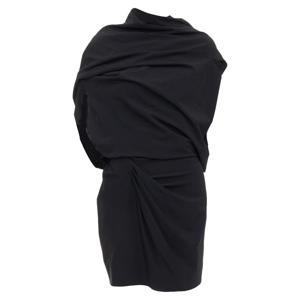 Donna Karan drape cowl wrap front ruched dress