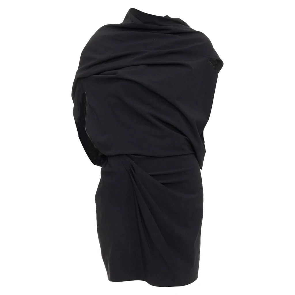 Donna Karan drape cowl wrap front ruched dress 1