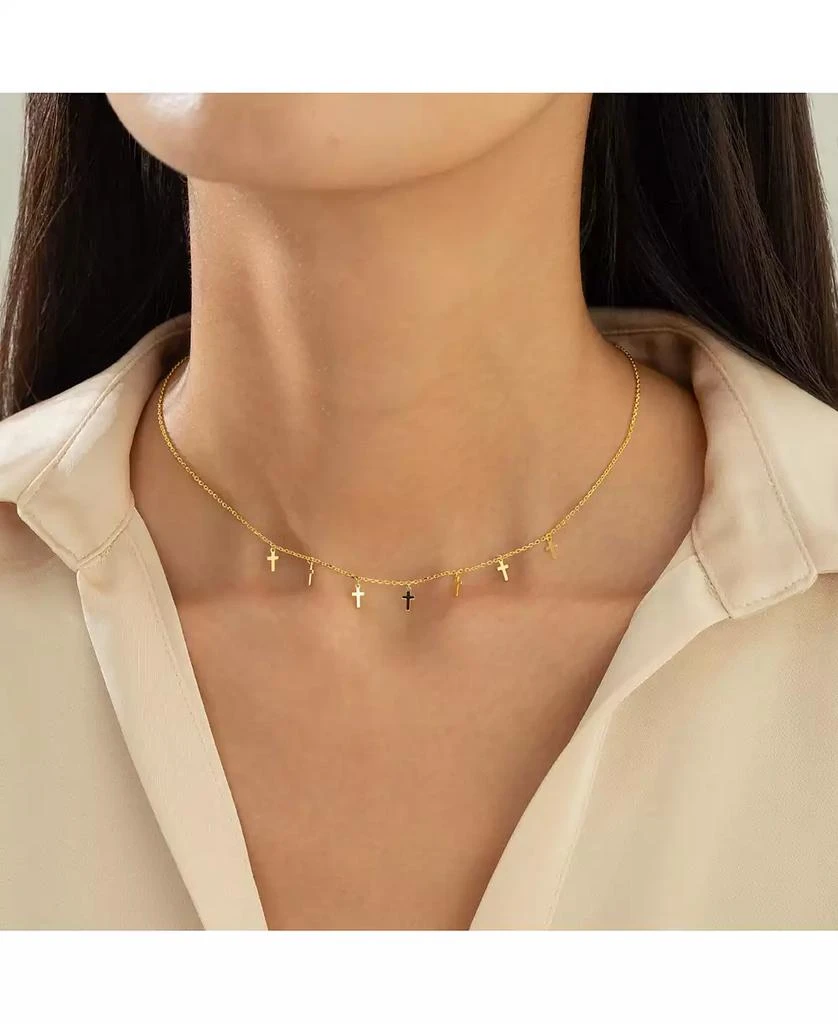 Bearfruit Jewelry Sterling Silver 18k Gold Plated Brianna Cross Necklace Trendy Style 4