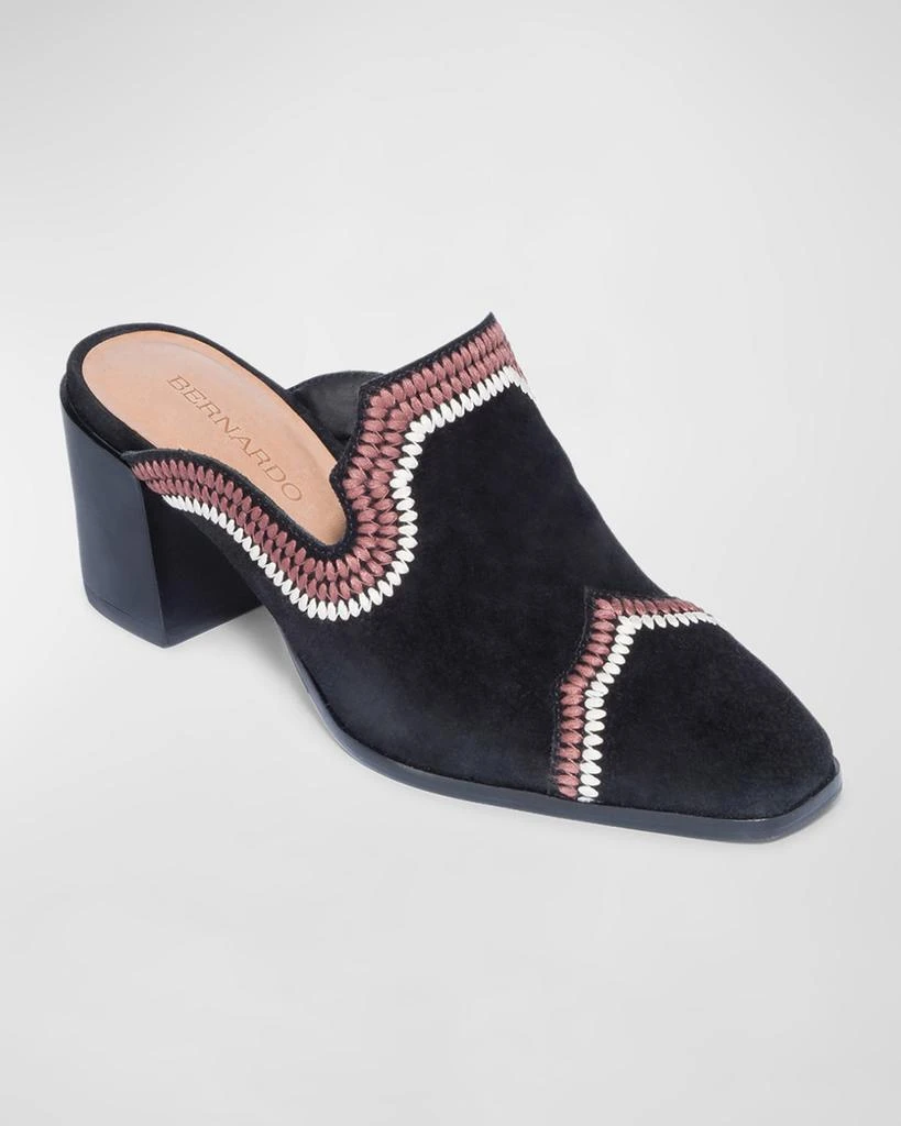 Bernardo Brooklyn Embroidered Suede Loafer Mules 2