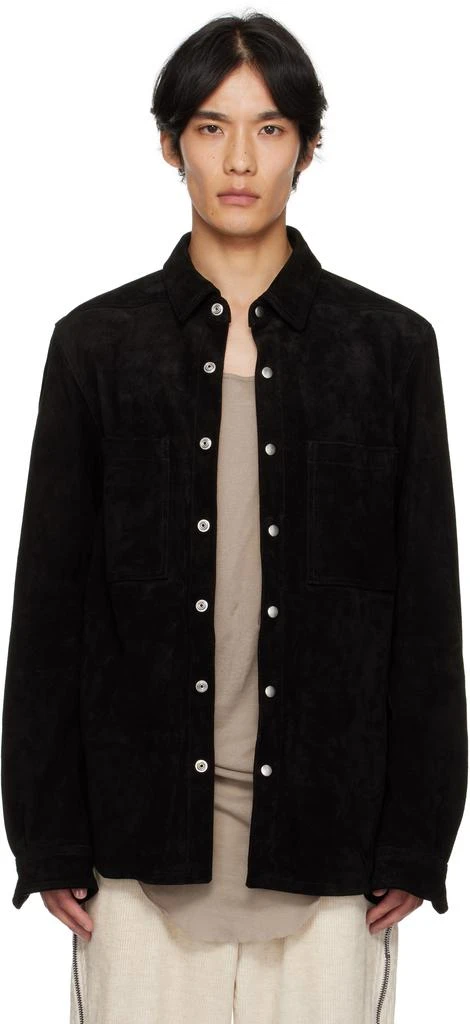 Rick Owens Black Concordians Outershirt Suede Jacket