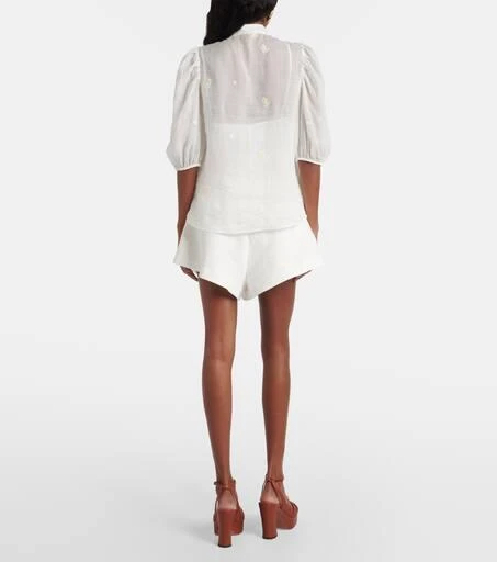 Zimmermann Acacia ruffled embroidered ramie blouse 3