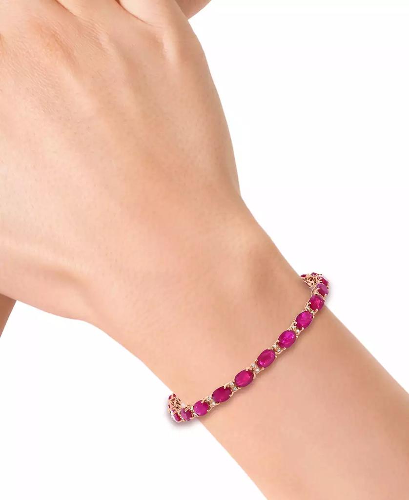 Effy EFFY® Ruby (13-1/10 ct. t.w.) & Diamond (1/6 ct. t.w.) Oval Tennis Bracelet in 14k Rose Gold