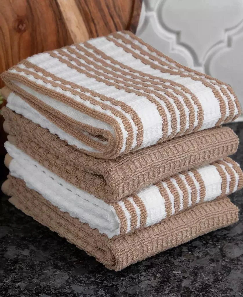 T-Fal Solid and Stripe Waffle Kitchen Towel, Set of 4 2
