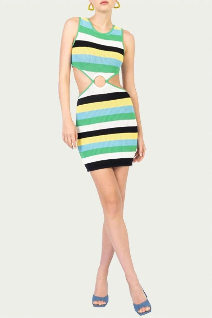 Ronny Kobo Nickle Dress In Island Green Multi Stripe 1