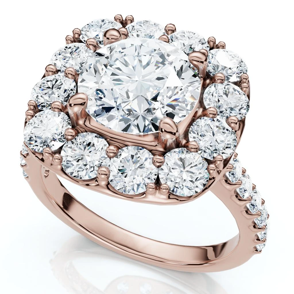 Pompeii3 Certified 3 1/2ct Cushion Halo Diamond Engagement Ring 14k Gold or Pt Lab Grown 4