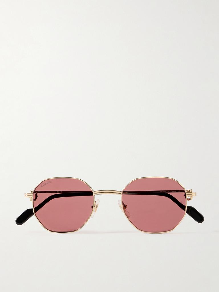 Cartier Eyewear 金色金属六边形框太阳镜