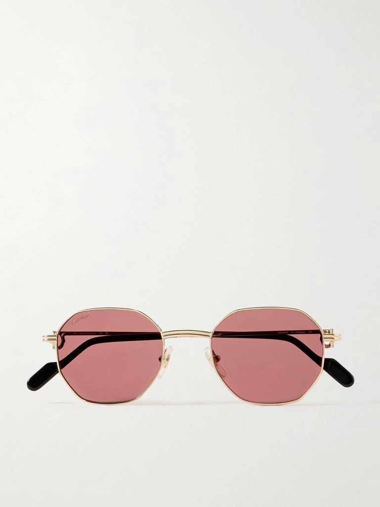 Cartier Eyewear 金色金属六边形框太阳镜 1