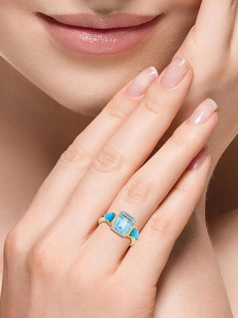 Effy 14K Yellow Gold, Blue Topaz, Turquoise 
0.03 TCW Diamond Ring 3