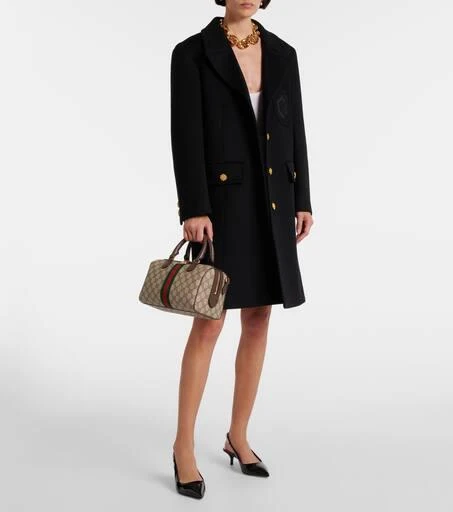 Gucci Double G embroidered wool coat 2