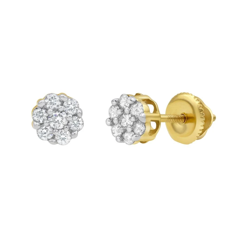 LuvMyJewelry Meadow 0.15 Ct TW Lab Grown Diamond Cluster Studs 14K Gold Earrings 2