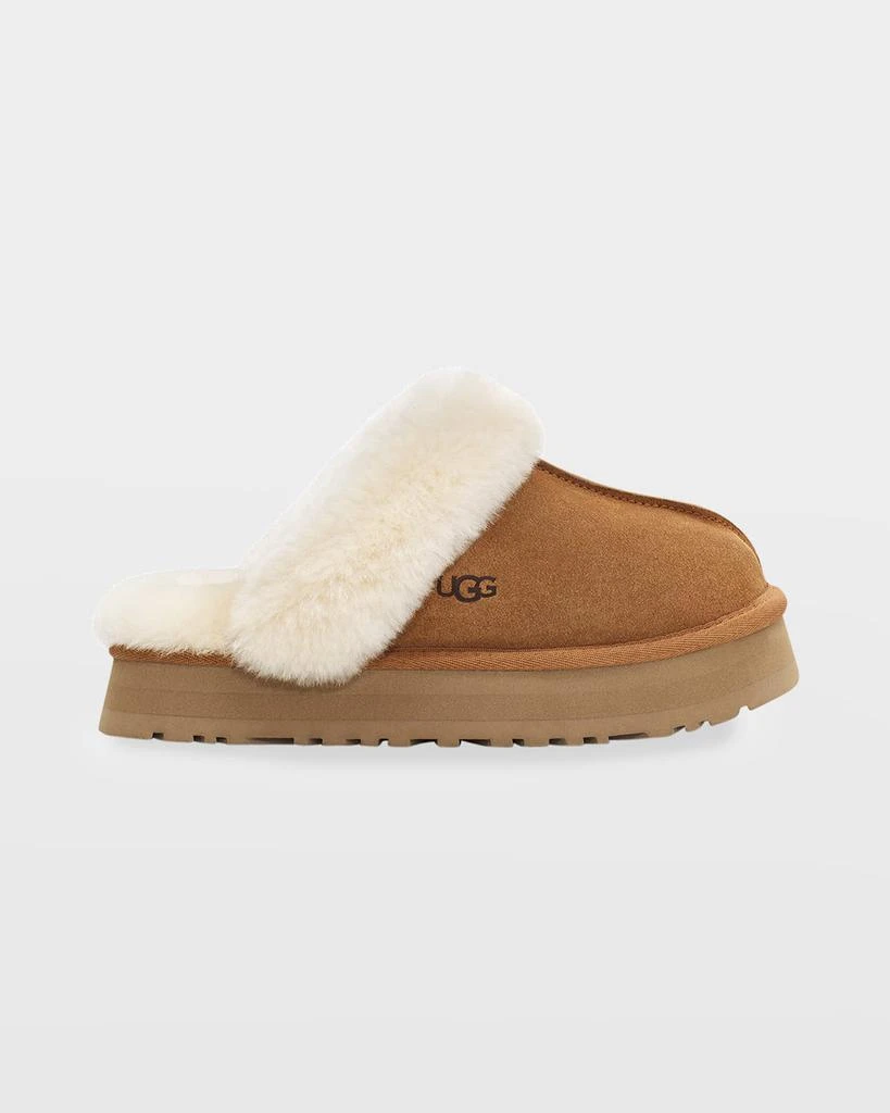 UGG Disquette Suede & Shearling Platform Slippers 1