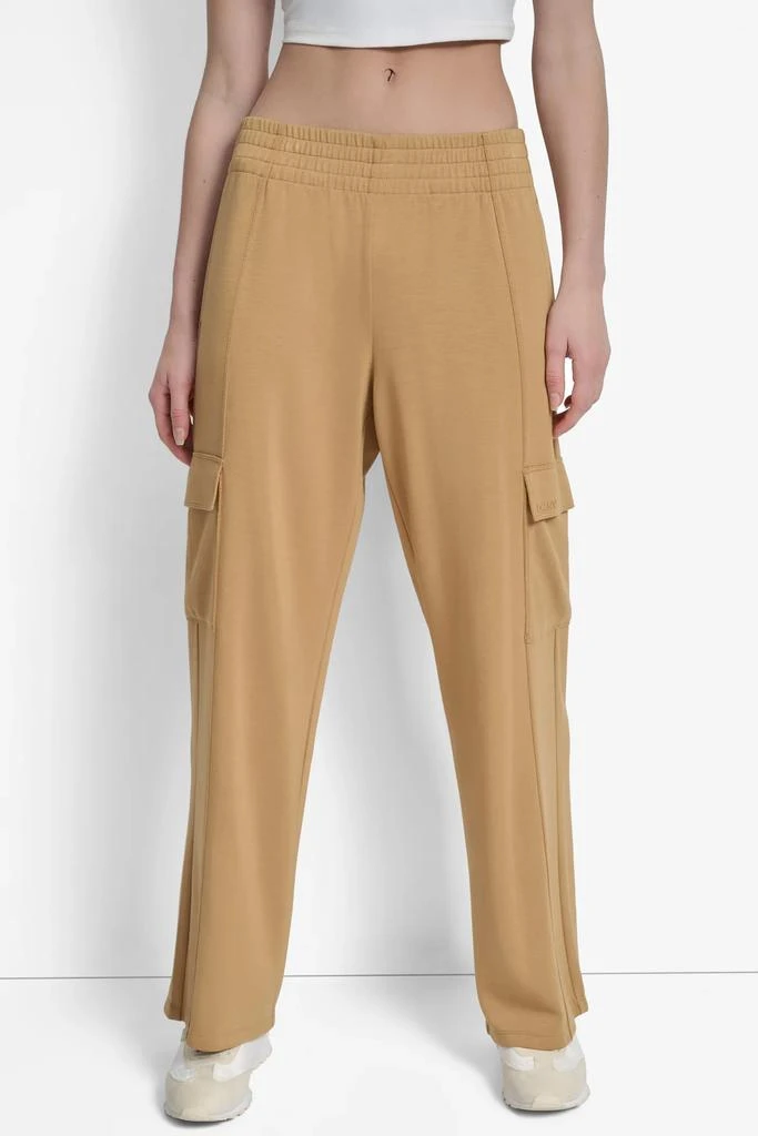 DKNY HIGH-RISE SEAMED WIDE-LEG CARGO SWEATPANT 1