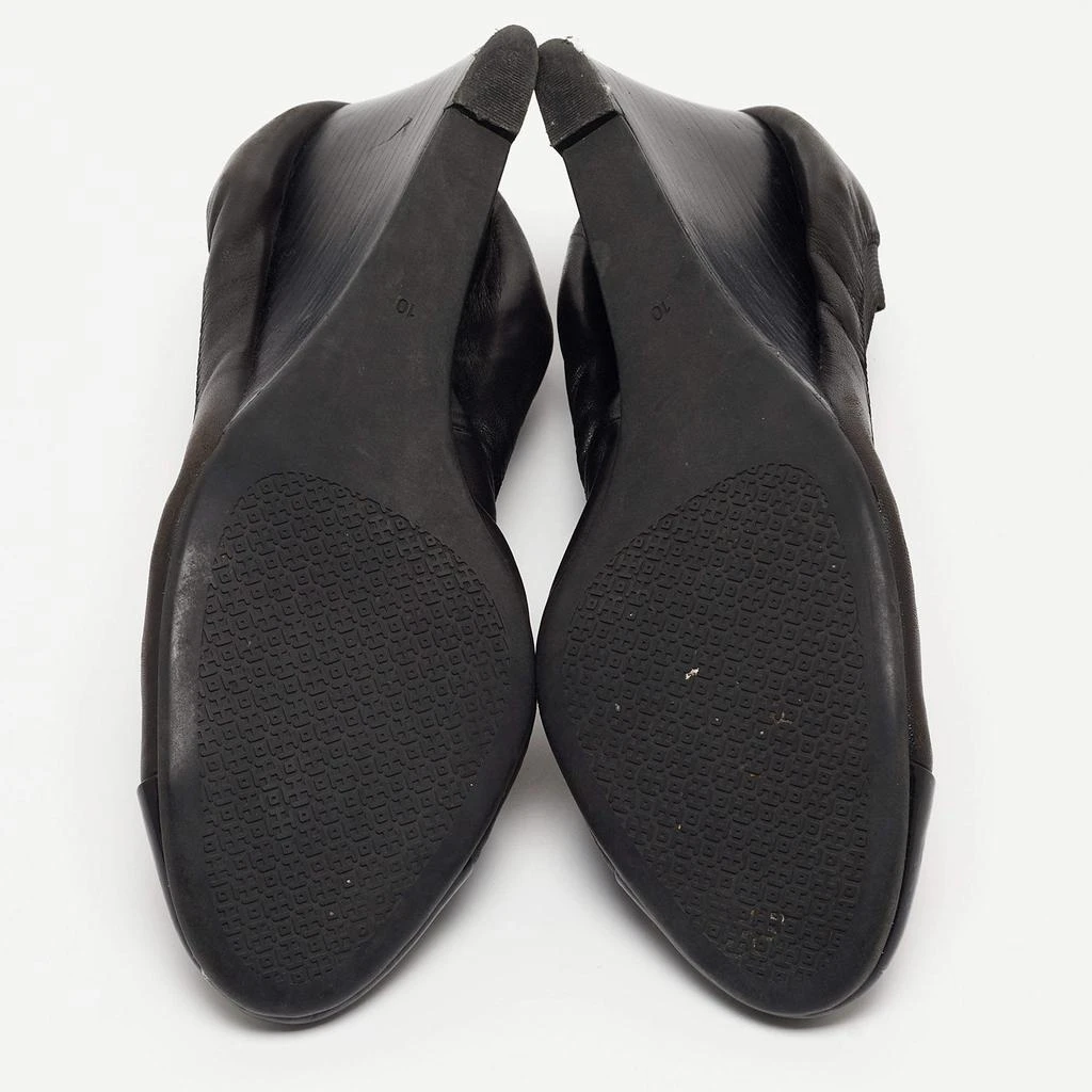 Tory Burch Tory Burch Black Leather Jolie Wedge Cap Toe Pumps Size 40 6
