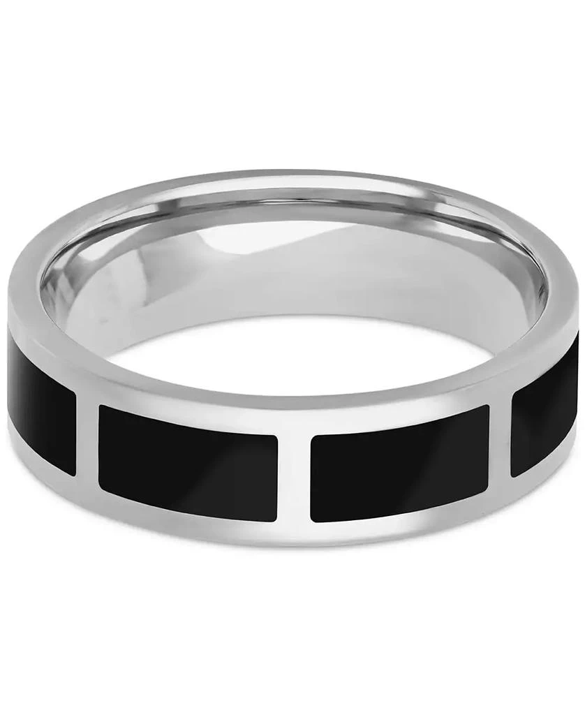 Macy
s Men
s Polished Black Ceramic Segmented Band in Sterling Silver 3