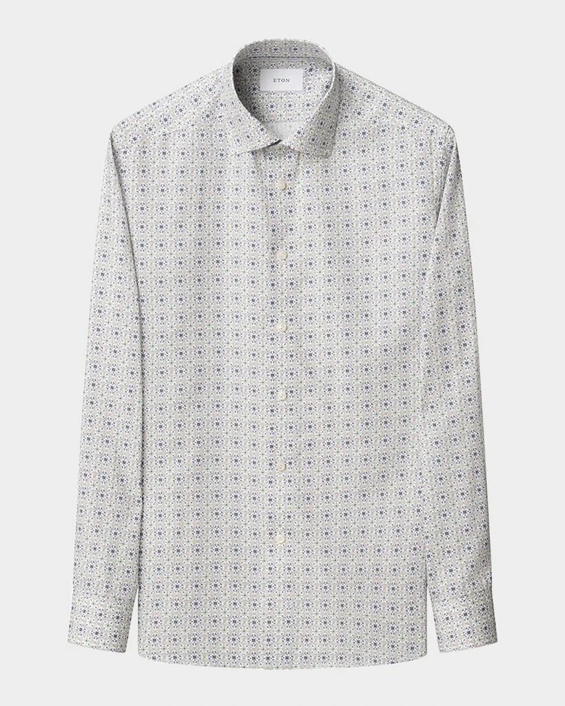 knee length flare dress Eton Floral Effect Cut Away Twill Shirt Contemporary Fit