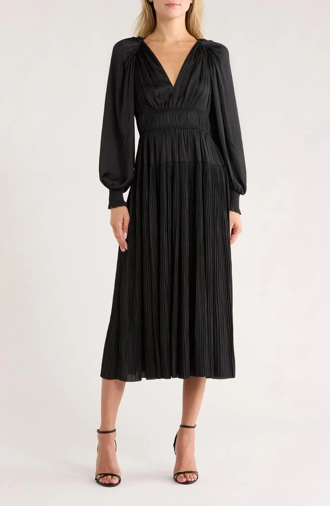 Ulla Johnson | Women's Laraline Dress in Black Satin Midi Dress - Size 2
