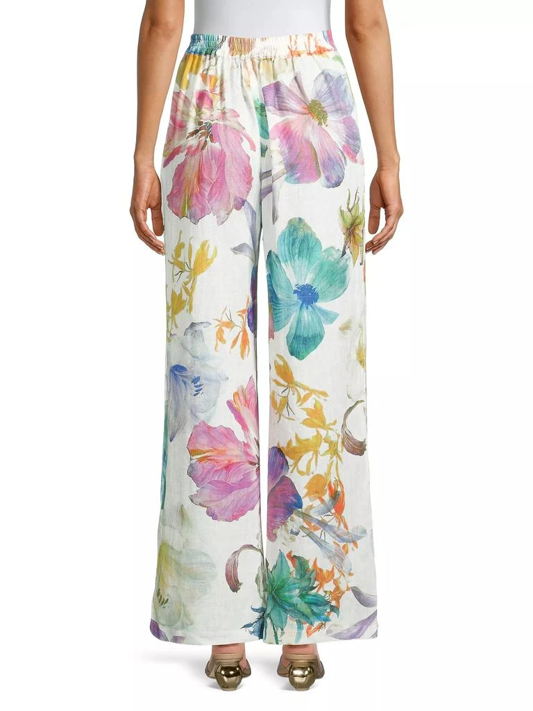 120% Lino ​Linen Floral Wide-Leg Pants 5