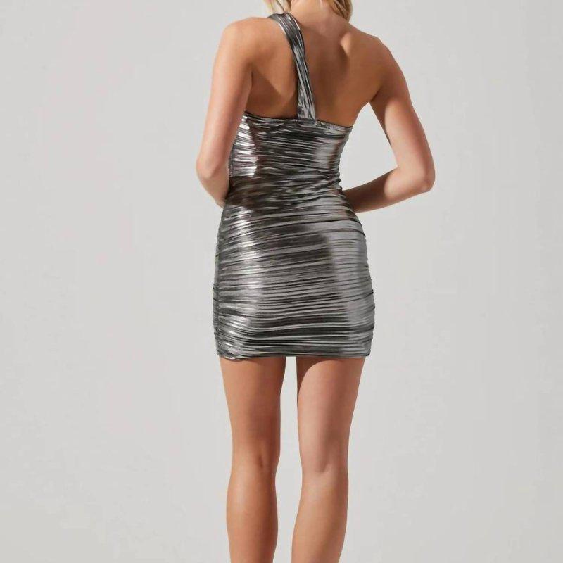 ASTR the Label Golda One Shoulder Dress In Silver