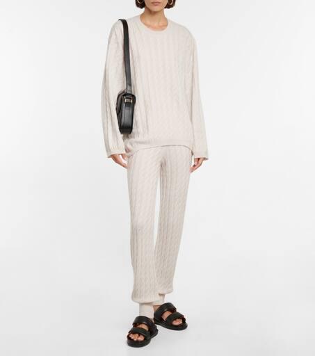 Jardin des Orangers Cable-knit cashmere pants