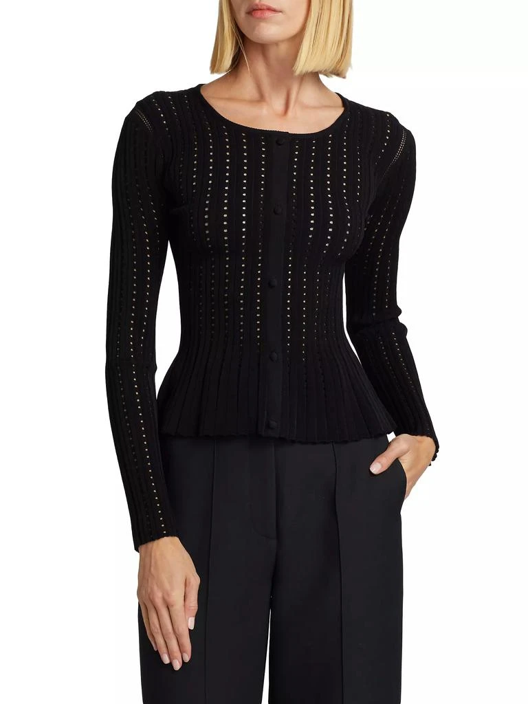 Adam Lippes Pointelle Knit Peplum Cardigan 3