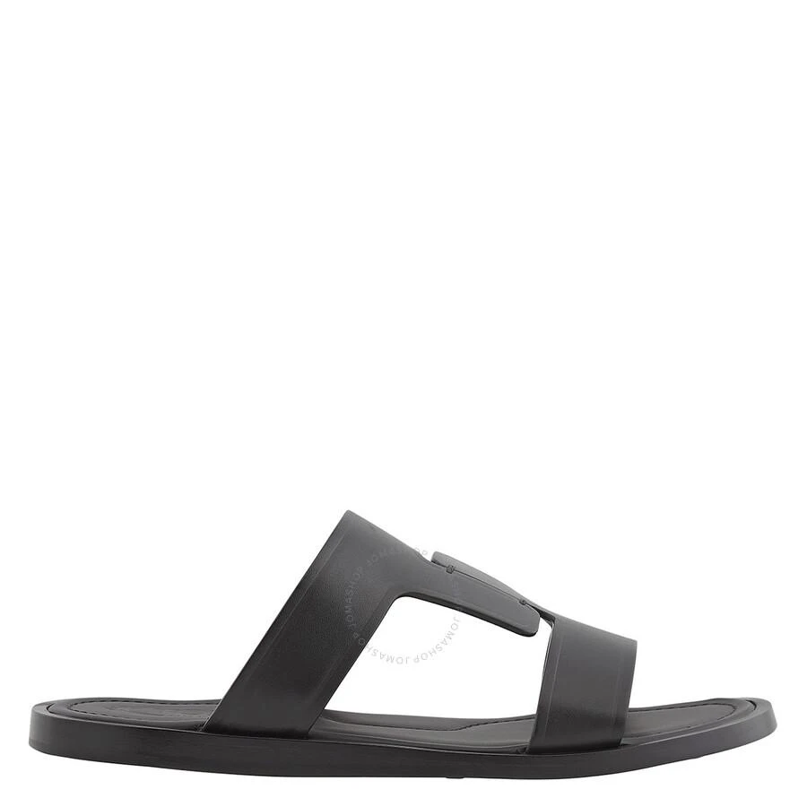 Tod's Men's Black Flat Leather Sandals 1