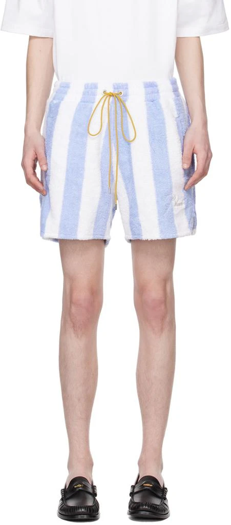 Rhude White & Blue Striped Shorts 1