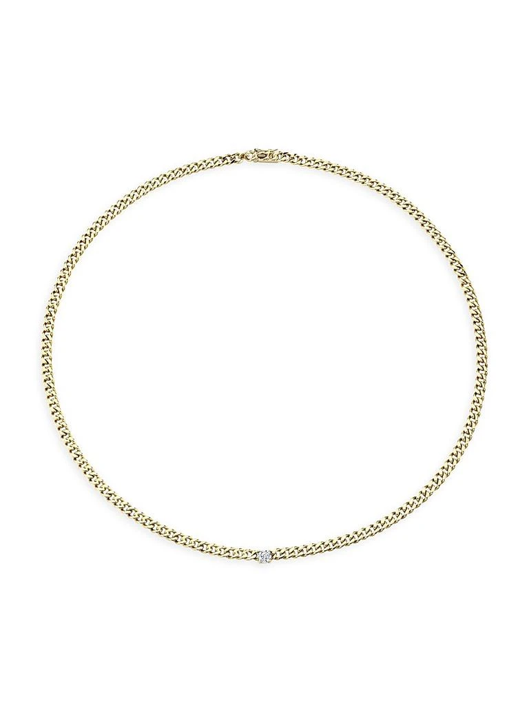 Anita Ko 18K Yellow Gold & Diamond Center Plain Cuban-Link Necklace 1