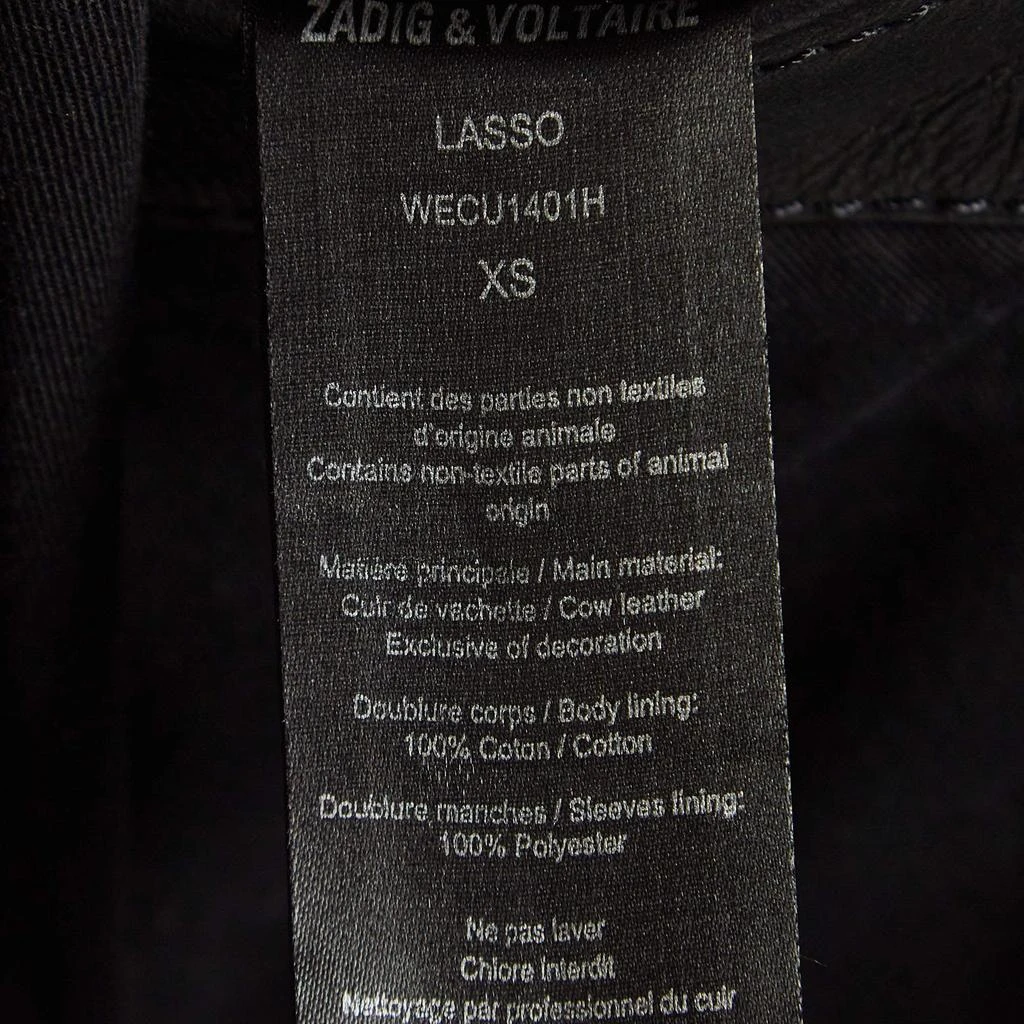 ZADIG & VOLTAIRE Zadig & Voltaire Black Leather Zip Front Jacket XS 6