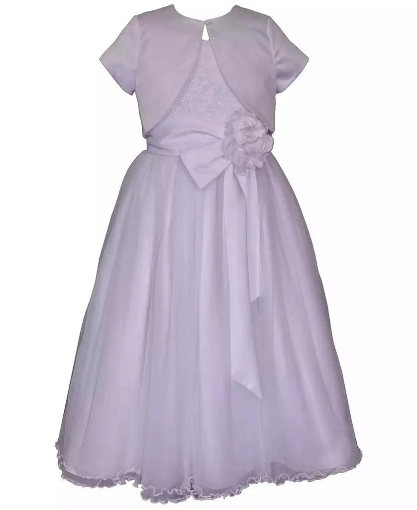 Bonnie Jean Big Girls Embroidered to Tulle Communion Dress with Jacket 5