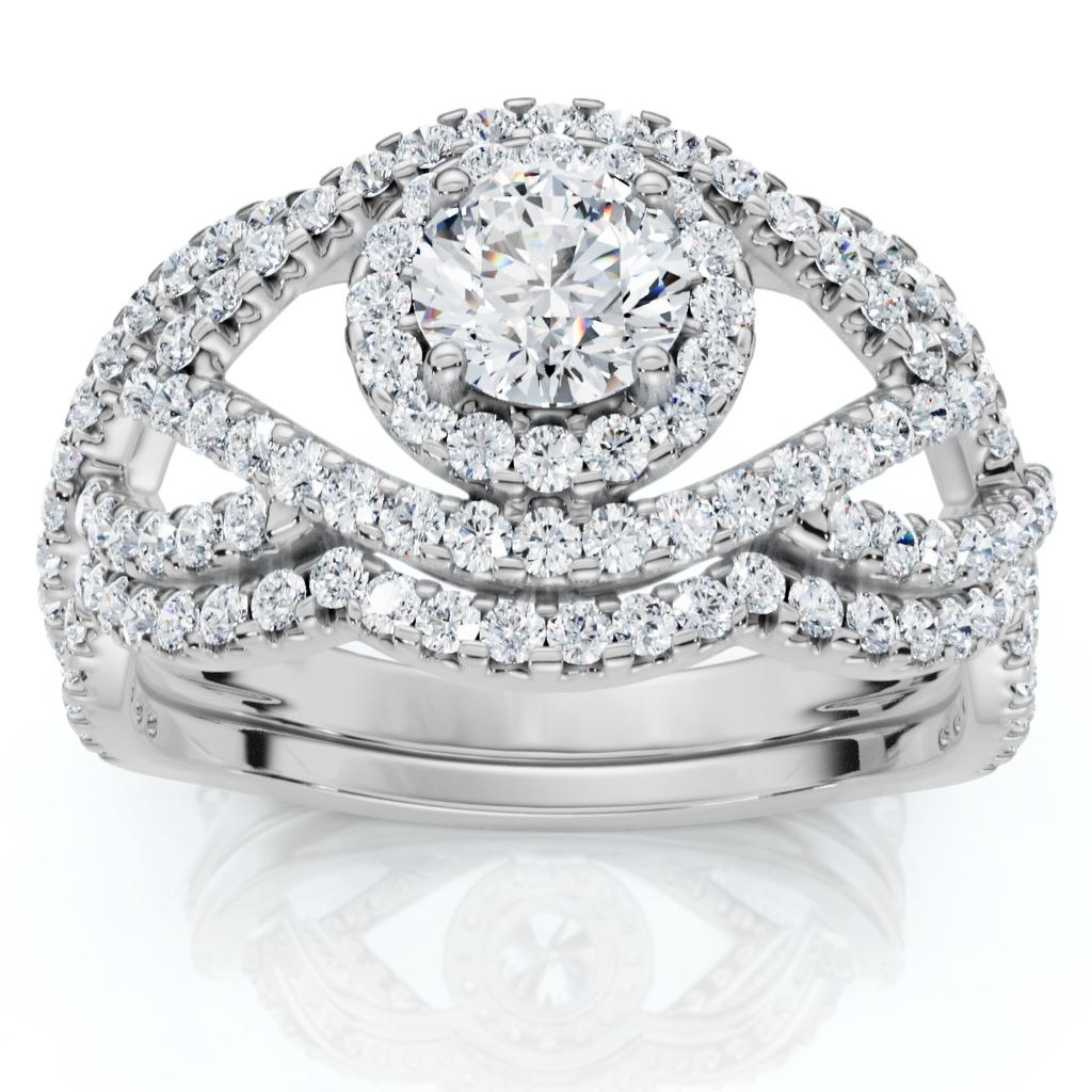 Pompeii3 1Ct Luxe Diamond Engagement Wedding Ring Set 14k Gold or Platinum Lab Grown