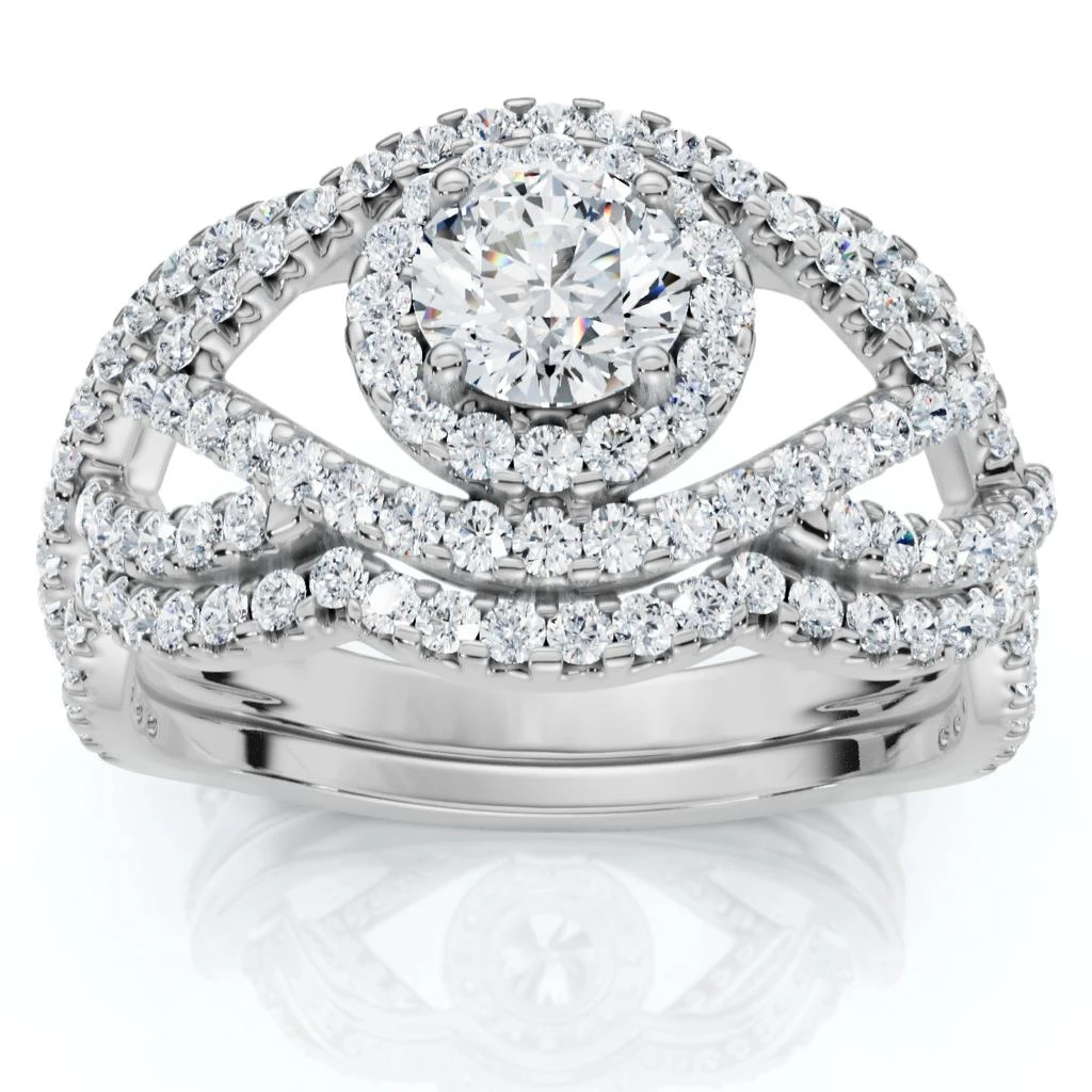 Pompeii3 1Ct Luxe Diamond Engagement Wedding Ring Set 14k Gold or Platinum Lab Grown 1