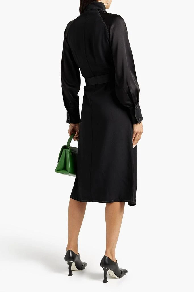 OFFICINE GÉNÉRALE Lolie belted satin-paneled crepe dress 3