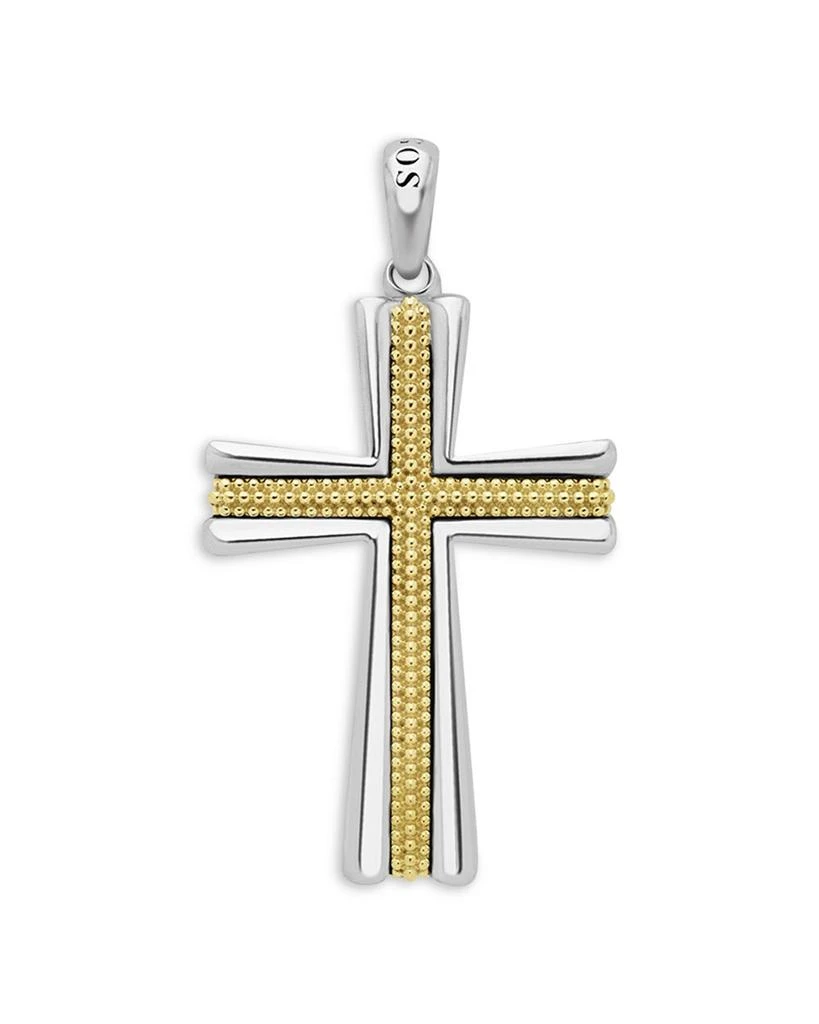 LAGOS Men's 18K Yellow Gold & Sterling Silver Anthem Caviar Bead Cross Pendant - Exclusive 1