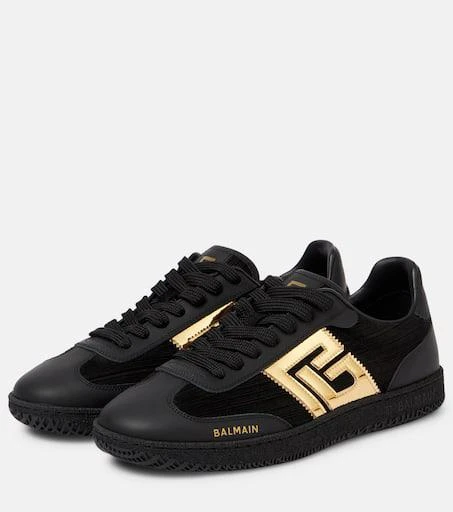 Balmain PB suede and mirrored faux leather sneakers 4