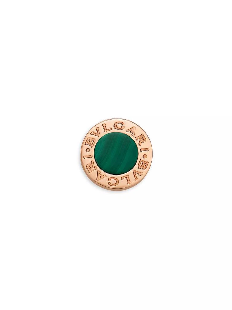 BVLGARI Classic 18K Rose Gold & Malachite Single Round Stud Earring 1