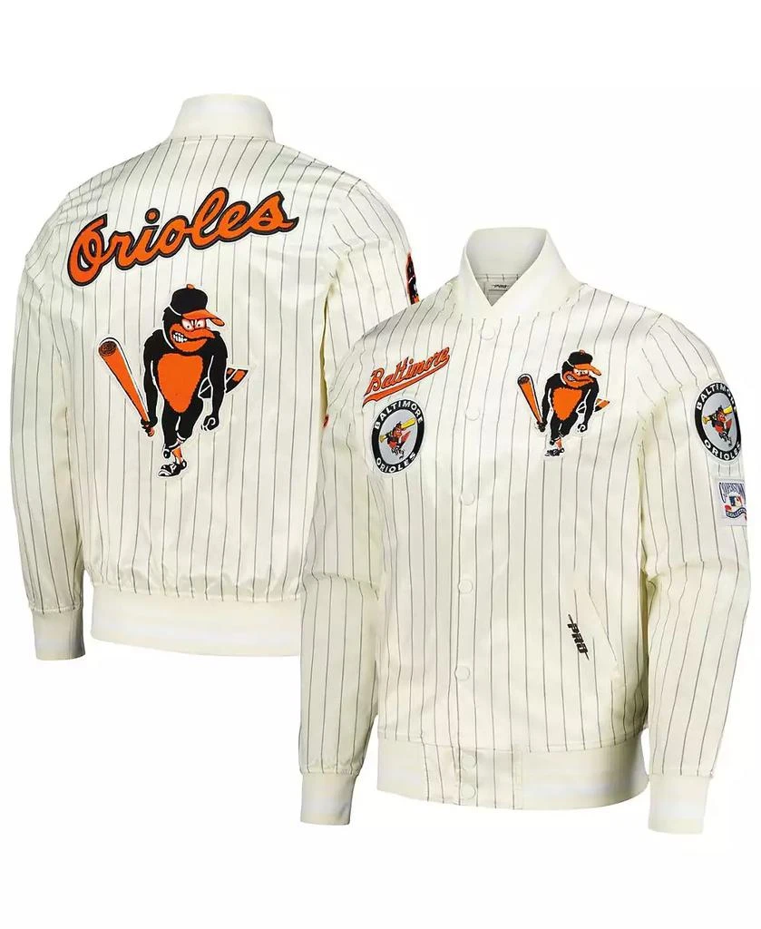 Pro Standard Men's Cream Baltimore Orioles Cooperstown Collection Pinstripe Retro Classic Satin Full-Snap Jacket 1